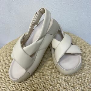 NWT ECCO Cozmo Platform, Leather, Beige, Size 41, 10-10.5, Comfort Wedge